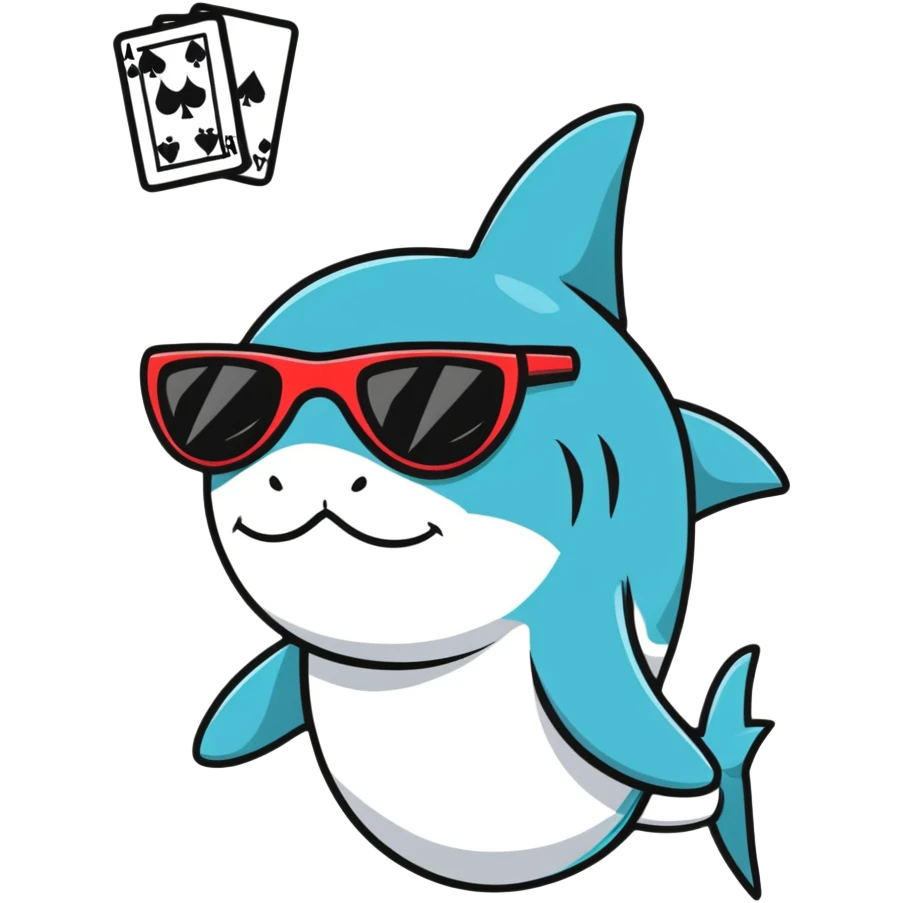 Shark with sunglasses pockerface emoji