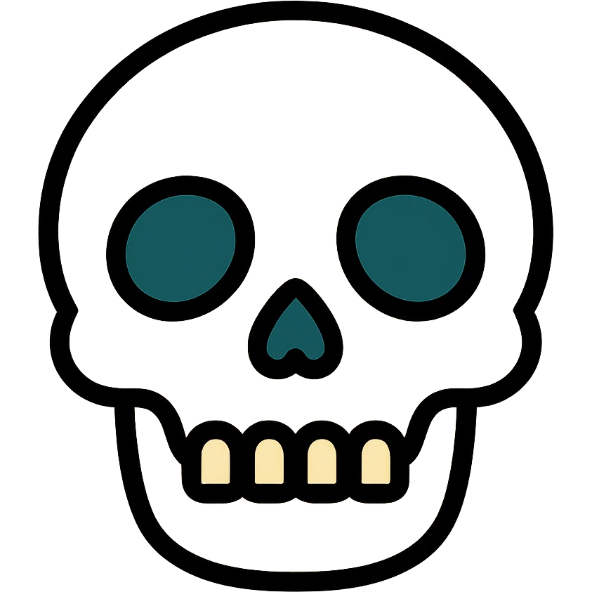 cartoon skull color outline icon emoji