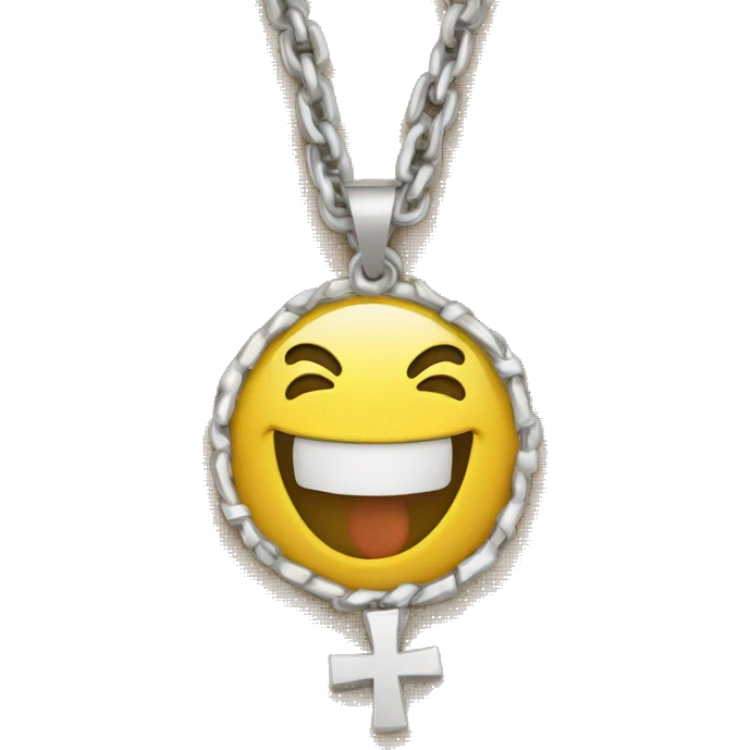 Smiley laughing with hearts and a Christian cross chain emoji