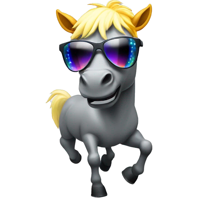 horse with sunglasses dancing with rave lights emoji