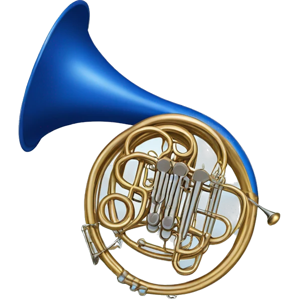 french horn that is the color blue emoji