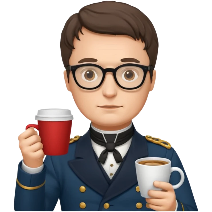 napoleon with glasses holding coffee cup emoji