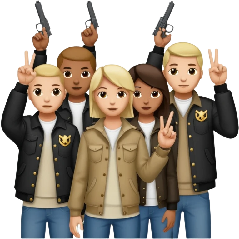 Norteño gang with 14, hand gang signs and guns emoji