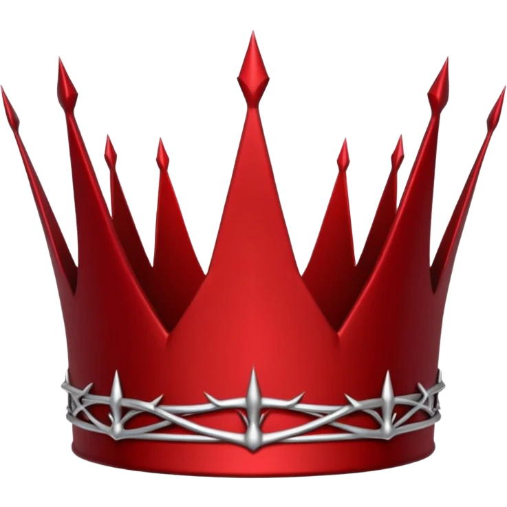 Minimal crown made of intertwined thorns, sharp but elegant, deep red line art, minimalist vector, transparent background, clean flat design, symmetrical, thin line weight, gothic royal aesthetic, discord emoji size emoji