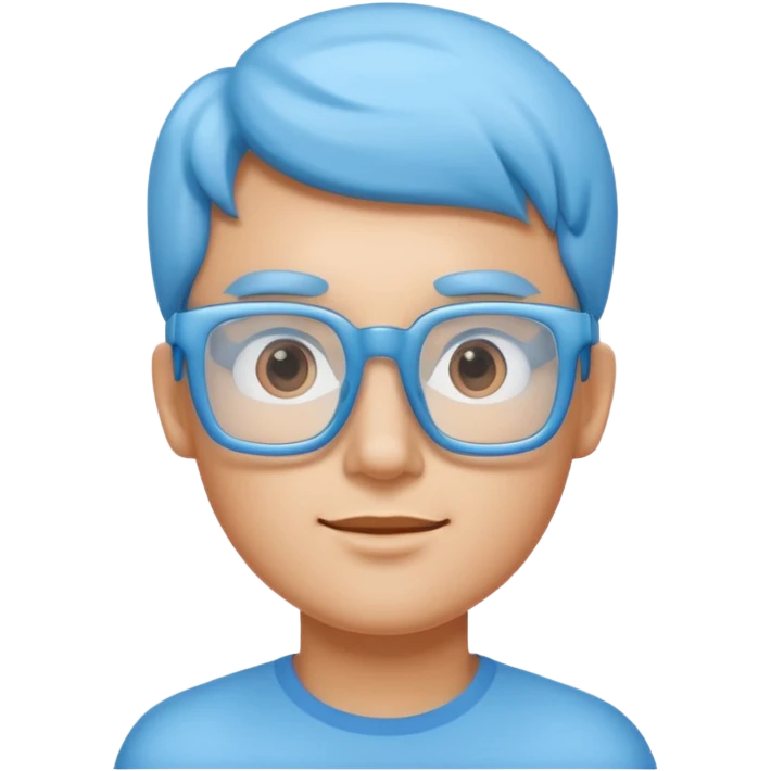 A 3D cartoon sky-blue square spectacle, slightly thick frame, glossy surface,Only glasses. emoji