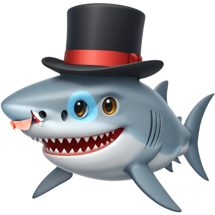 Shark with a top hat emoji