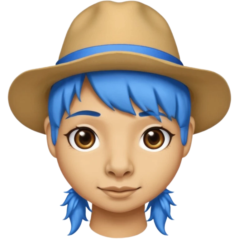 camel face with blue hair and hat emoji