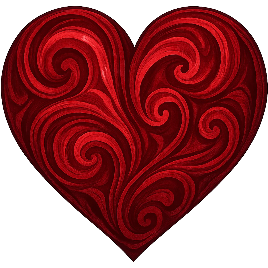 heart with a swirling ruby pattern, digital illustration, no background emoji