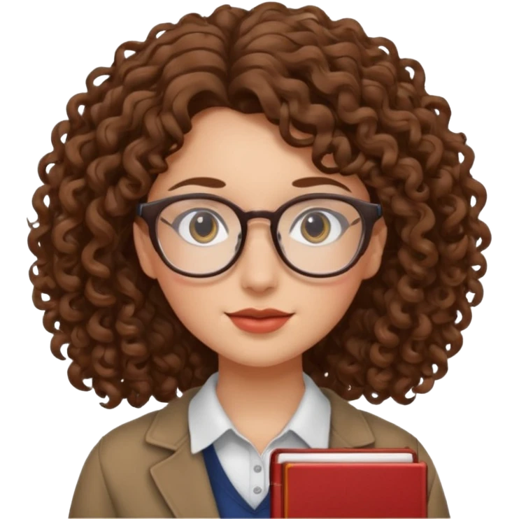 woman student , curly hair emoji