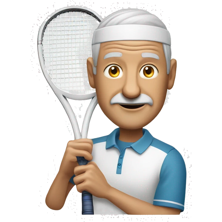 65 year old man playing tennis balding white emoji