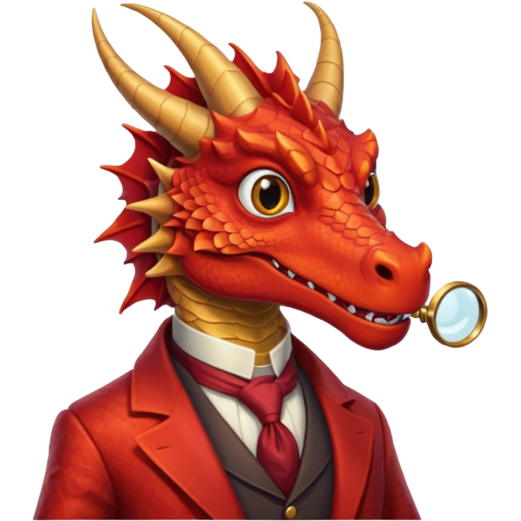 Un dragón rojo vestido elegante con monóculo  emoji