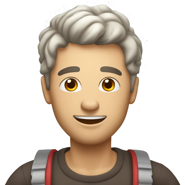 homem branco com topete segurando um iphone emoji
