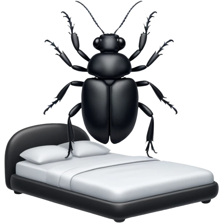 Black beetle laying on its back in a bed emoji