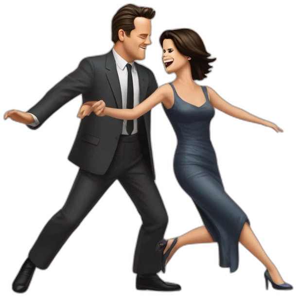 Neve Campbell and Matthew Perry dancing rock’n’roll emoji