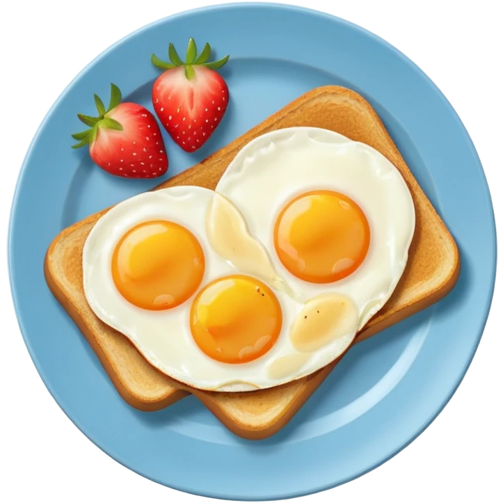 “Minimal emoji-style breakfast icon, flat design, rounded shapes, bright colors, white background, iOS emoji aesthetic, breakfast plate with toast, egg, and fruit emoji