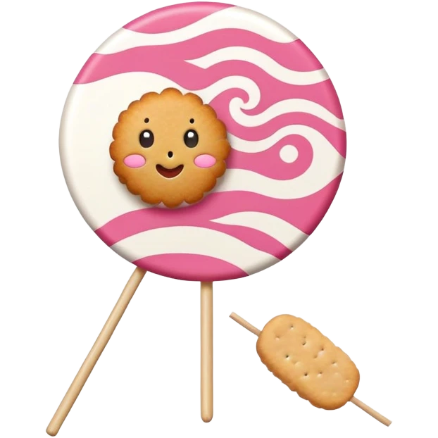 A minimalist Apple-style logo combined with fish cake with pink swirl (narutomaki), rice cracker (senbei), and dango on a stick arranged in a clean, modern design emoji