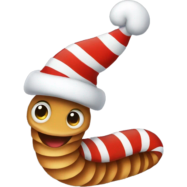 Worm with Christmas hat emoji