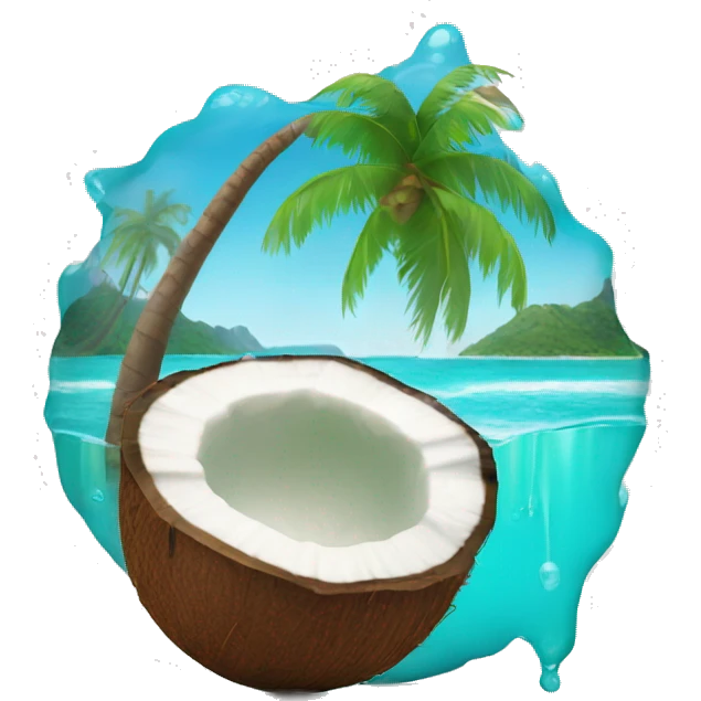 coconut with turquoise water inside emoji