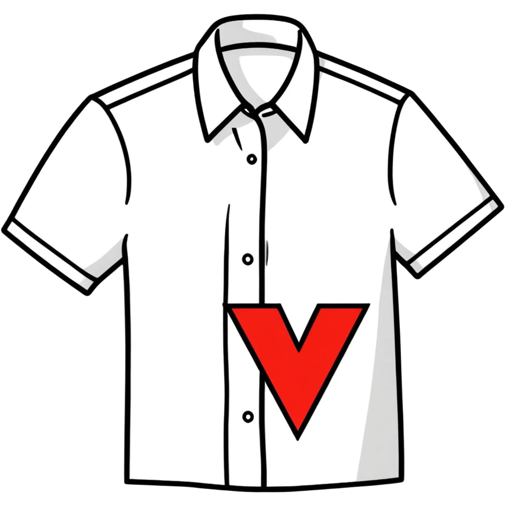 plain white shirt featuring red W in center, clean and modern look emoji