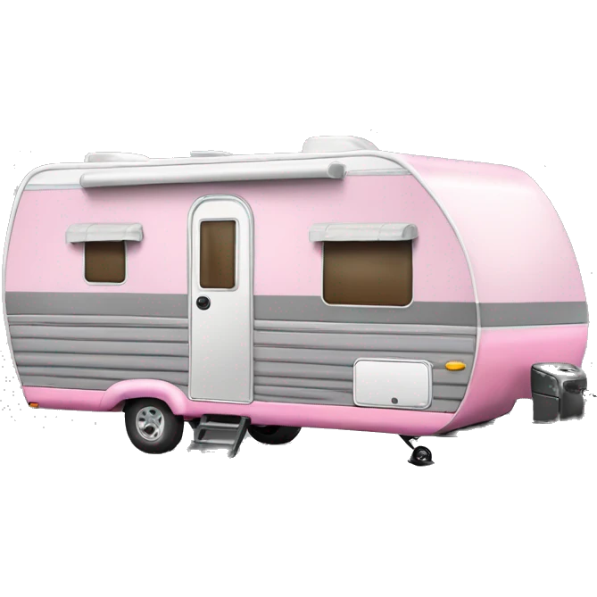 Realistic portable pink and gray travel trailer isolated.    emoji