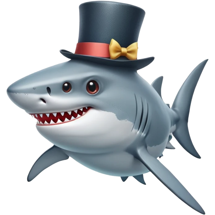 Shark with a top hat emoji