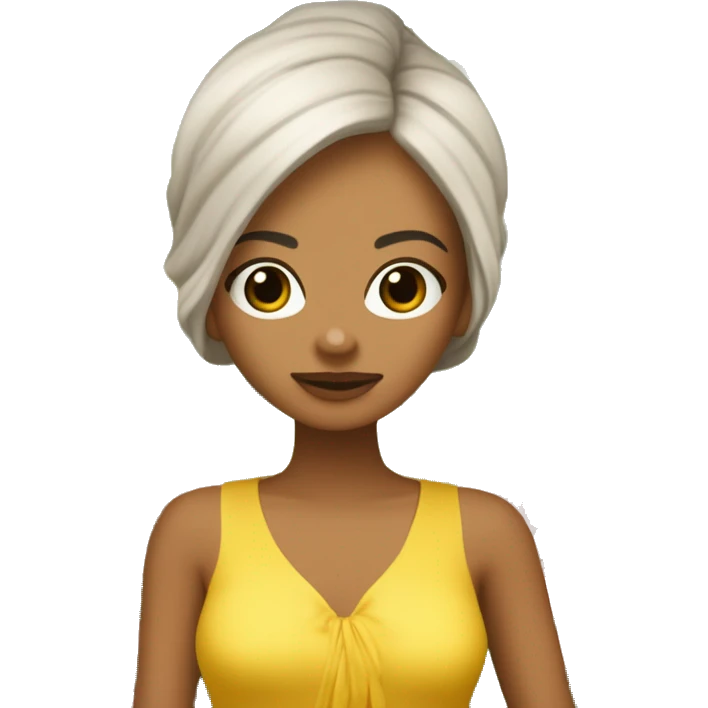 crea a una persona de cabello corto castaño, test blanca en un parque lleno de flores, que ella luzca con vestido amarillo y al lado tenga su mascota una chihuahua con un vestido amarillo tambien, las dos deben verse paseando en el parque  emoji