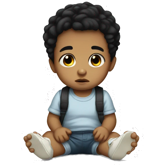 baby boy black hair sad emoji