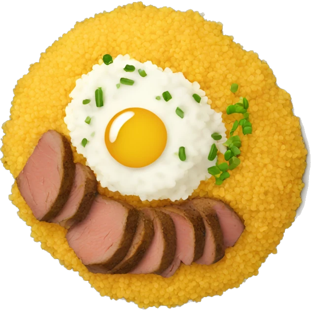 Meal of couscous with meat top view emoji