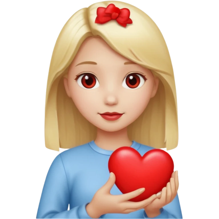 prayer girl blond hair red heart in her hands emoji