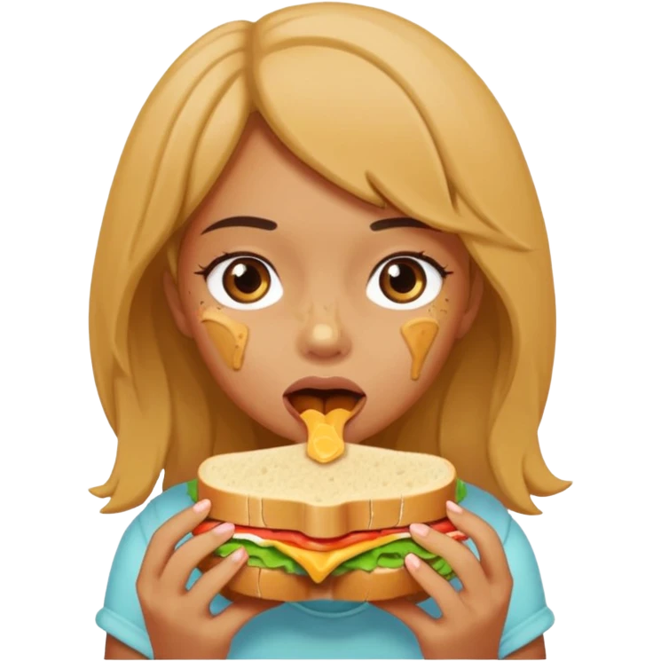 Girl eating Sandwiches  emoji