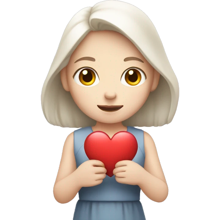 Pale girl holding heart in her hands  emoji