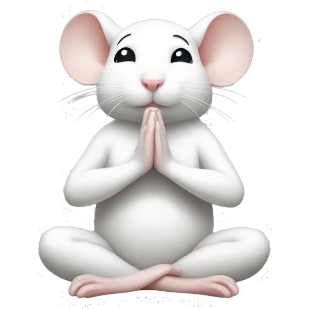 Cute little white mouse meditating emoji