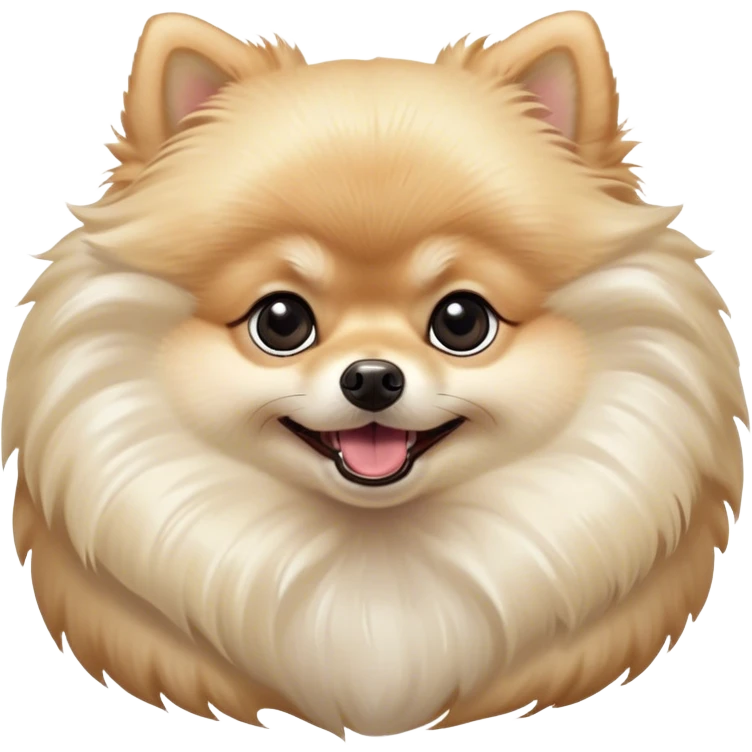Cinematic Comical Cream Pomeranian Portrait Emoji, Head tilted dramatically with an exaggeratedly shocked or amused expression, featuring a glossy, fluffy cream Fur with a radiant sheen, wide, expressive dark eyes filled with playful disbelief, Simplified yet hilariously expressive features, highly detailed, glowing with a slightly sassy glow, high shine, dramatic yet playful, stylized with an air of cheeky mischief, bright and endearing, soft glowing outline, capturing the essence of a spirited and over-the-top companion, so meme-worthy it feels like it could side-eye its way into internet fame instantly! emoji