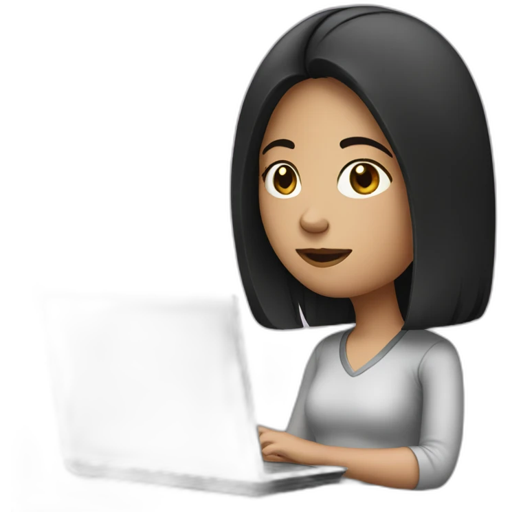 Dark haired girl with computer emoji
