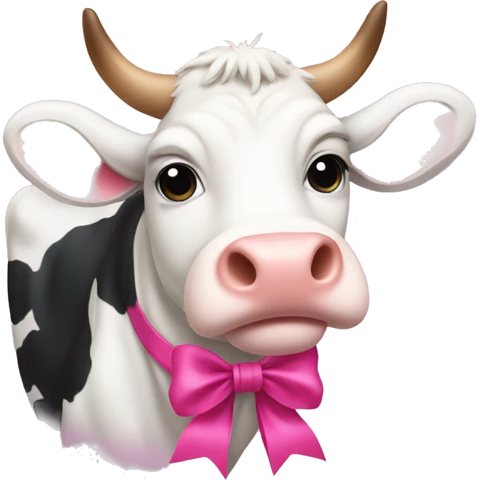 A cow with a pink bow emoji