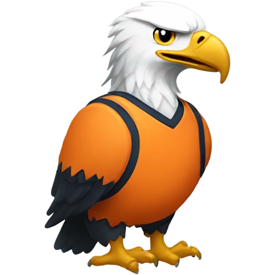 Bald eagle wearing orange and white basketball jersey emoji