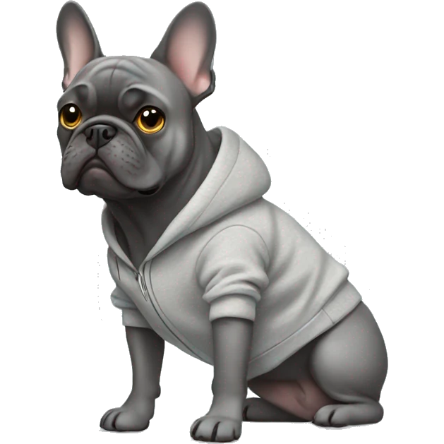 Gray Frenchbulldog wearing a sweatshirt emoji
