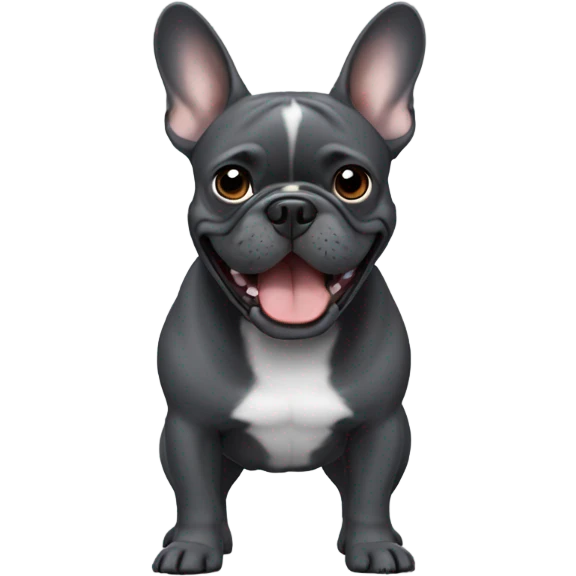 dark-grey-french-bulldog happy with one ear down emoji