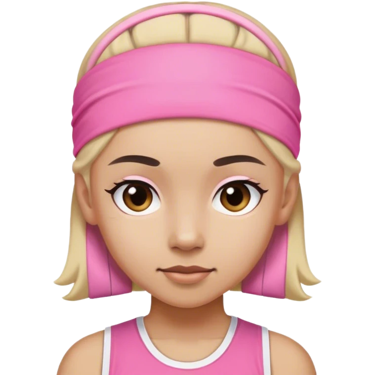 The face of a gymnast in a sports pink headband emoji