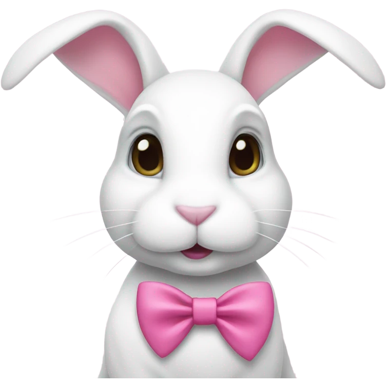 A white bunny wearing a pink bow emoji