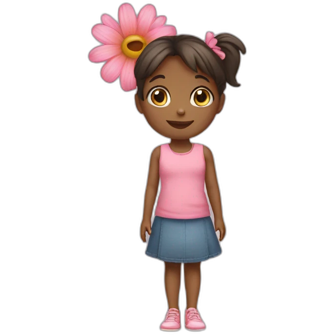little girl with aflower emoji