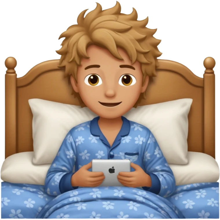 emoji- of a smiley boy waking up in bed emoji