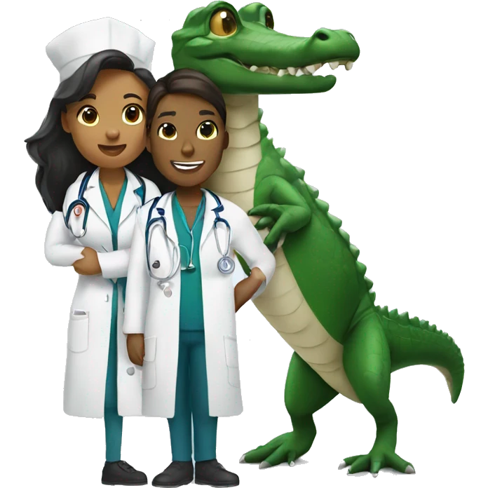 Alligator with female doctor emoji