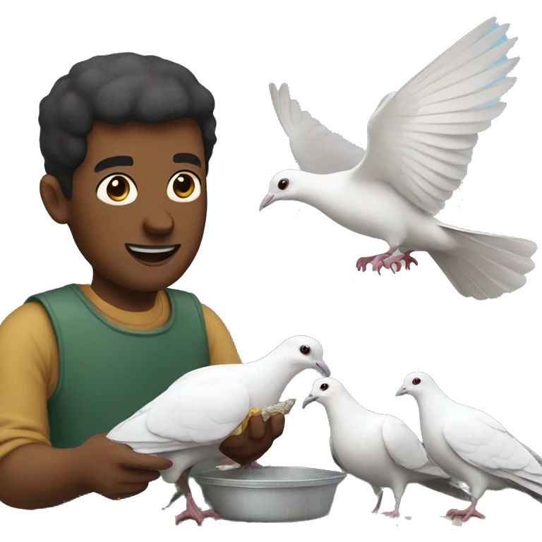 white man feeding pigeons emoji