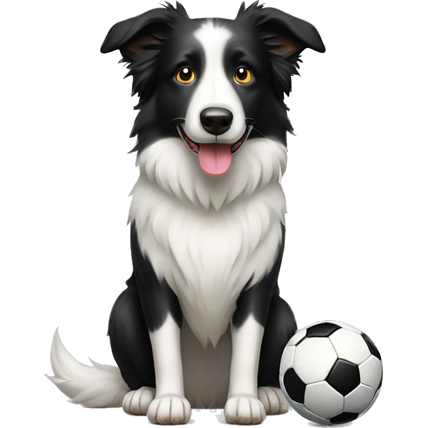 border collie with soccer ball emoji