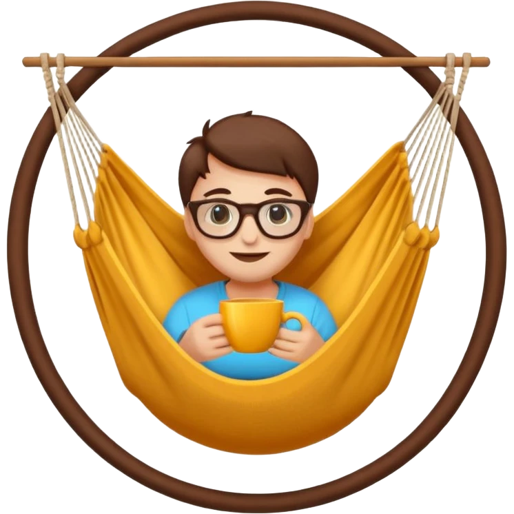 Créer un emoji stylisé et coloré représentant le week-end, joyeux et relaxant. L’emoji doit être rond, lumineux, avec un visage souriant ou des lunettes de soleil. Ajouter des éléments évoquant le repos ou le plaisir : café, hamac, soleil, musique, détente.  emoji