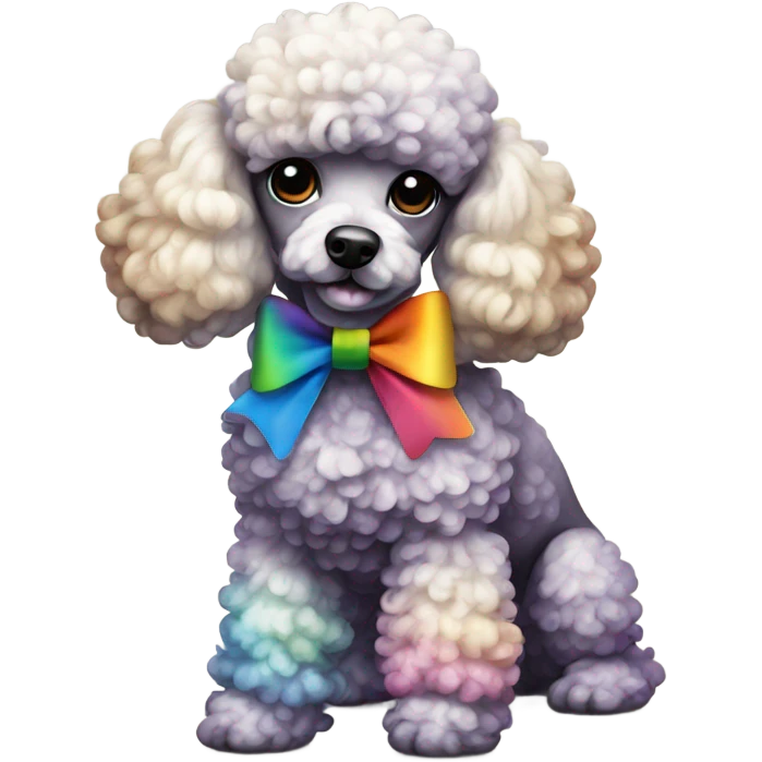 Rainbow poodle with bow emoji