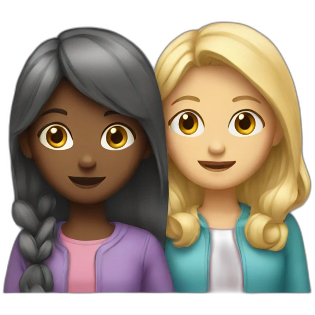 two girls talking emoji