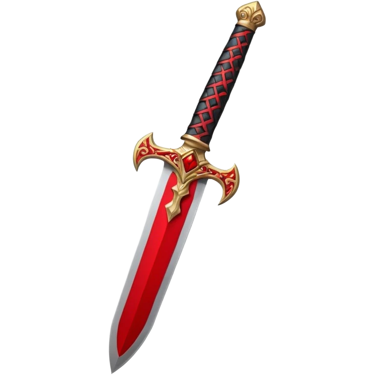 iOS sticker, ritual dagger, red blade, black handle, minimal emoji