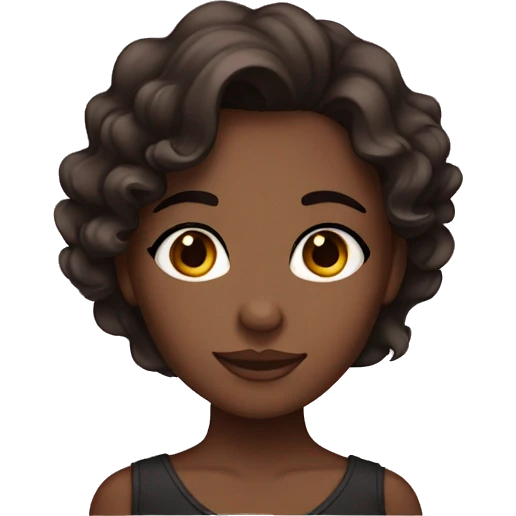 A girl with brown skin and wavy dark brown hair and black eyes emoji